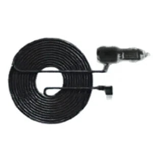 Long black car charger cable with a 12V plug and right-angle connector for smart car screens