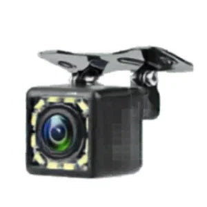 Car backup camera with LED night vision and mounting bracket, ideal for dashboard upgrades