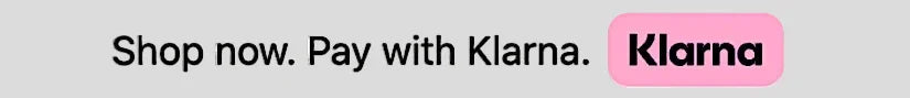 Shop now and pay with Klarna banner for flexible checkout options
