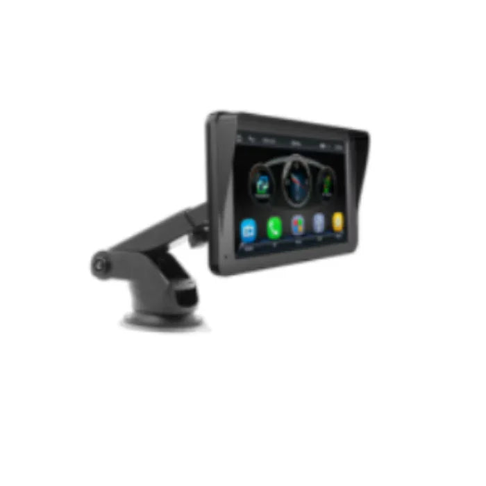 Smart car dashboard screen with app icons and adjustable mount