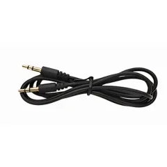 black 3.5mm aux cable with gold-plated connectors for car audio and music connection